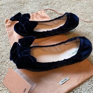 Miu Miu - NBW Midnight Blue Velvet Ballet Flats